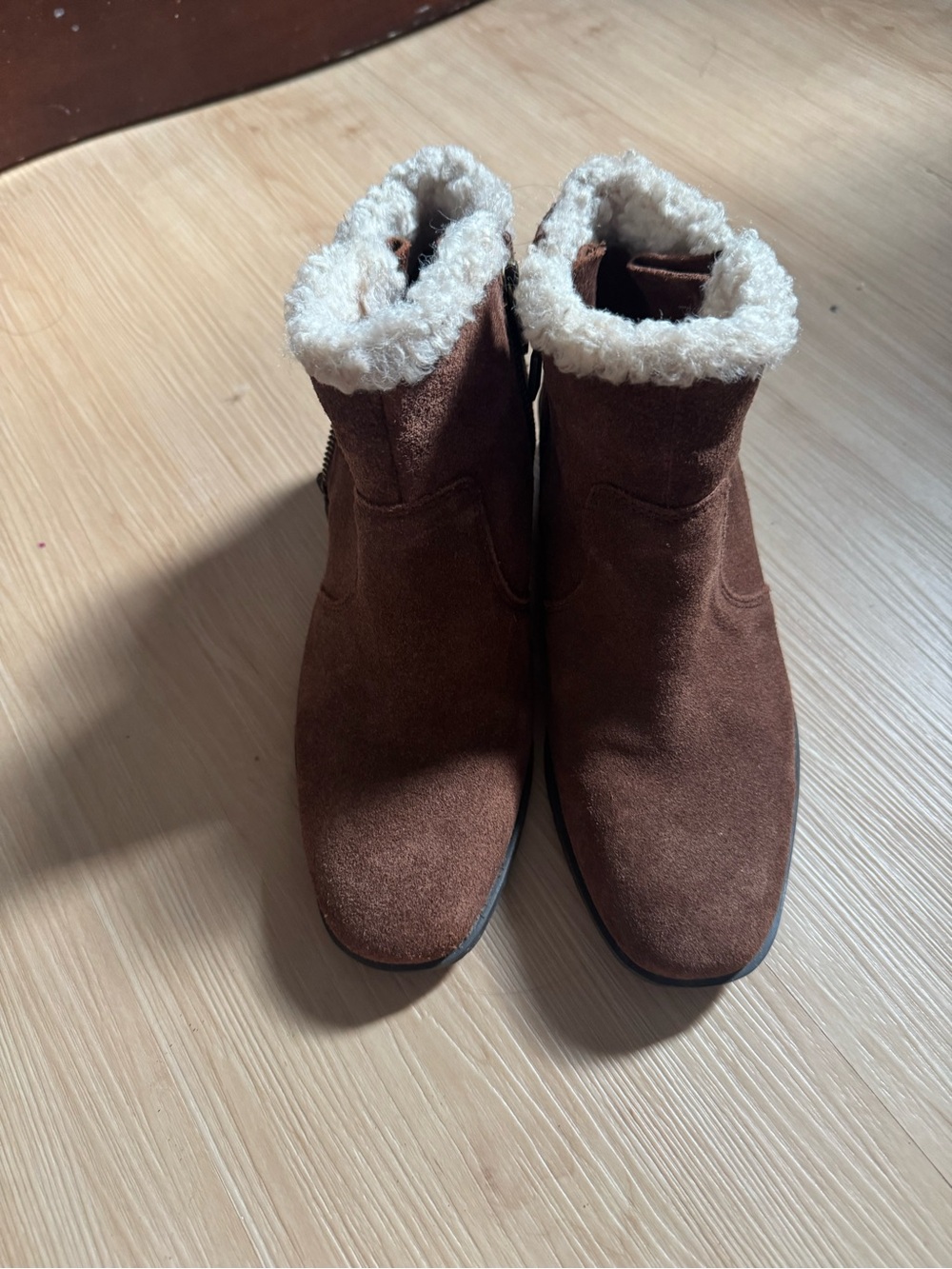 Kenneth Cole Brown Faux-Suede Shearling Ankle Boots